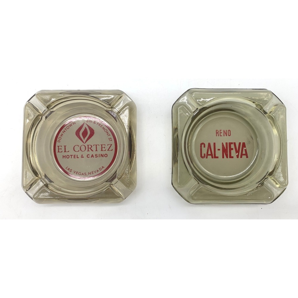 Vintage Casino Glass‎ Ashtray Set El Cortez Las Vegas Cal-Neva Reno MCM Lot